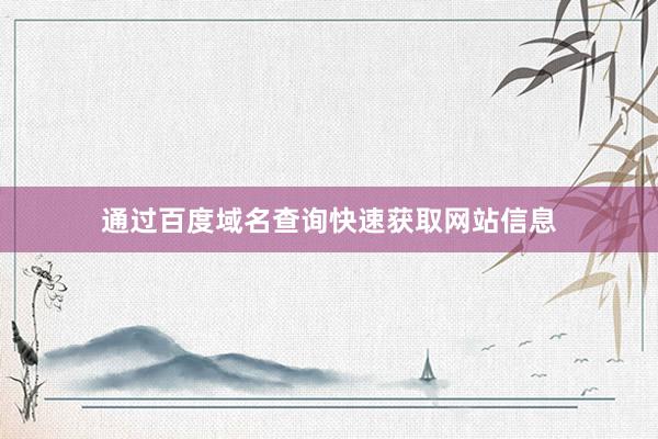 通过百度域名查询快速获取网站信息